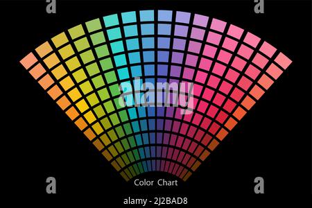 Farbdiagramm Designer-Tool Textur Muster Hintergrund. Farbpalette. Farbtöne der Tabelle. Farbharmonie. Trendfarben. Vektorgrafik auf Schwarz Stock Vektor