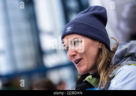 Rust, Deutschland. 31. März 2022. Biathletin Denise Hermann beim DOSB-Medientag "Tokyo meets Beijing" im Europa-Park in Rust. Quelle: Tom Weller/dpa/Alamy Live News Stockfoto