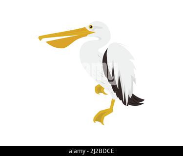 Landung Pelican und Beobachtung um Illustration Stock Vektor