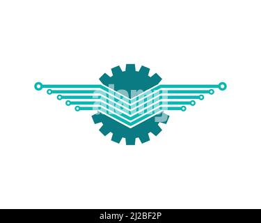 Zahnrad und Zahnrad mit modernem Tech Touch Vector Stock Vektor