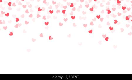 Herz-Konfetti mit Copyspace. Vorlage für Hochzeitseinladung. Rote Herzen Konfetti fallen. Stock Vektor