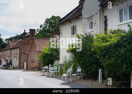 Blick auf Heydon Earle Arme Public House, Heydon Dorf, Norfolk, Stockfoto