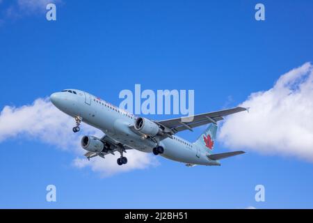 Air Canada Airbus A320-211 C-FGYL Landung am Toronto International Airport Canada Alte Lackierung Stockfoto