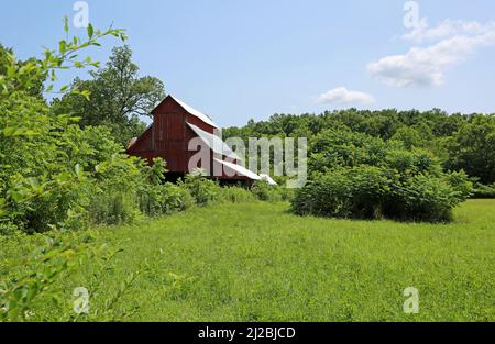 Rote Scheune in grüner Landschaft - Tennessee Stockfoto