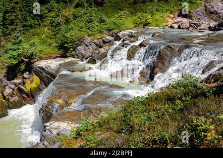 WA21244-00...WASHINGTON - Glacial Creek, der vom White Chuck Glacier in der Wildnis des Glacier Peak absteigt. Stockfoto