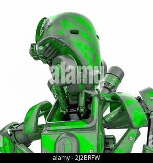 Mega Drohne Soldat Roboter id Porträt, 3d-Illustration Stockfoto