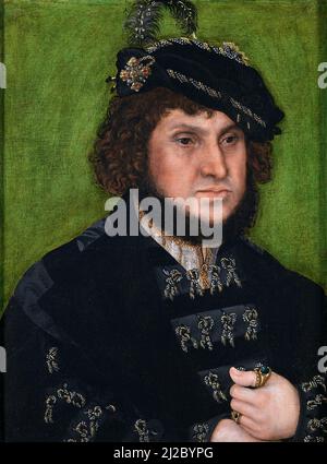 Porträt Johann des Standhaften (Johannes, Kurfürst von Sachsen: 1468-1532) von Lucas Cranach dem Älteren (1472-1553), Öl auf Holz, 1509 Stockfoto