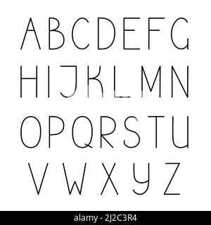 Capital Hand gezeichnet schwarzen Buchstaben des englischen Alphabets in Doodle-Stil skizzieren Vektor-Illustration, kalligraphische abc, nette lustige dekorative Handschrift, Kontur gezeichnet Kunst und Schriftzug Stock Vektor