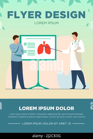 Arzt erzählt dem Patienten von der Lunge. Vortrag, Krankheit, Atmung flache Vektor-Illustration. Medizin und Gesundheitskonzept für Banner, Website des Stock Vektor