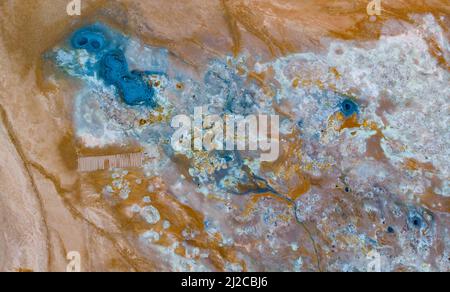 Luftaufnahme des geothermischen Gebiets Myvatn Stockfoto