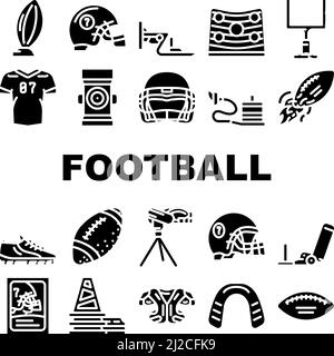 American Football Accessoires Icons Set Vector Stock Vektor