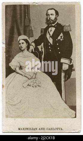 Porträt von Kaiser Maximilian I. (1832 - 1867) und Kaiserin Carlota von Mexiko (1840 - 1927), um 1867. Stockfoto