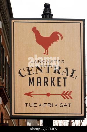 Zentralmarkt-Schild in Lancaster PA Stockfoto