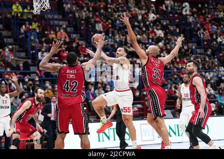 Mailand, Italien. 31. März 2022. Mike James (AS Monaco Basket) während der AX Armani Exchange Milano gegen AS Monaco, Basketball Euroleague Championship in Mailand, Italien, März 31 2022 Quelle: Independent Photo Agency/Alamy Live News Stockfoto