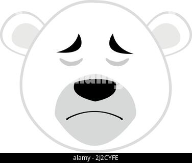 Vektor-Illustration eines Cartoon-Eisbären Gesicht mit einem traurigen Ausdruck Stock Vektor