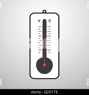Symbol des Thermometers auf grauem Hintergrund Stock Vektor