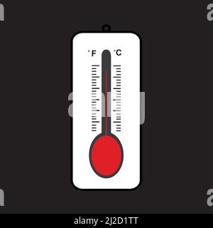 Symbol des Thermometers auf schwarzem Hintergrund Stock Vektor