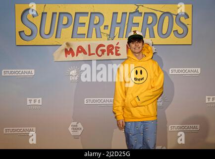 Paris, Frankreich. Am 31. Januar 2022 nahm Loup an der Super Heros Malgre Lui Premiere am 31 2022. Januar im Grand Rex Teil Stockfoto