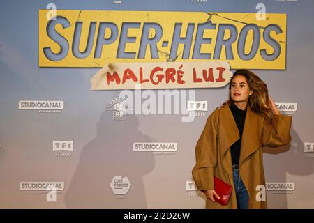 Paris, Frankreich. Am 31. Januar 2022 besuchte Alice David die Premiere der Super Heros Malgre Lui am 31 2022. Januar im Grand Rex Cinema Paris Stockfoto