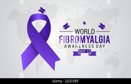 Bewusstsein Für Fibromyalgie In Der Welt. Mai 12 macht auf Fibromyalgie-Konzept für Banner, Poster, Karten und Hintergrunddesign aufmerksam. Stock Vektor