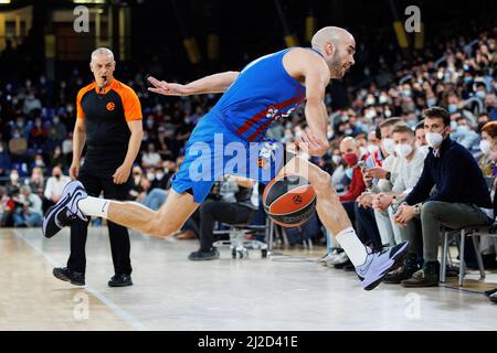 BARCELONA - MÄR 25: Nick Calathes in Aktion während des Euroleague-Spiels von Turkish Airlines zwischen dem FC Barcelona und Fenerbahce SK Istambul im Palau Stockfoto