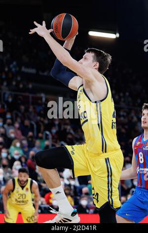 BARCELONA - MÄR 25: Jan Vesely in Aktion während des Euroleague-Spiels von Turkish Airlines zwischen dem FC Barcelona und Fenerbahce SK Istambul im Palau Bla Stockfoto