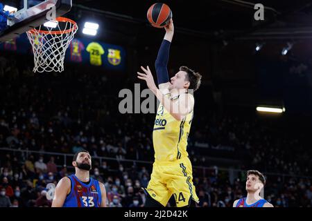 BARCELONA - MÄR 25: Jan Vesely in Aktion während des Euroleague-Spiels von Turkish Airlines zwischen dem FC Barcelona und Fenerbahce SK Istambul im Palau Bla Stockfoto