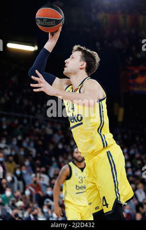 BARCELONA - MÄR 25: Jan Vesely in Aktion während des Euroleague-Spiels von Turkish Airlines zwischen dem FC Barcelona und Fenerbahce SK Istambul im Palau Bla Stockfoto