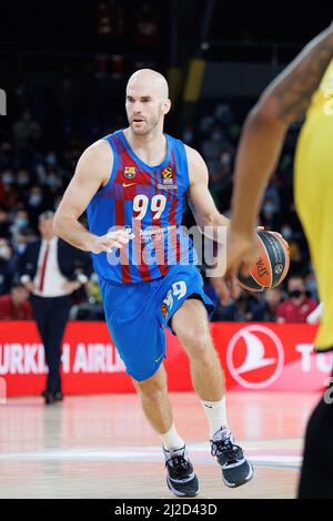 BARCELONA - MÄR 25: Nick Calathes in Aktion während des Euroleague-Spiels von Turkish Airlines zwischen dem FC Barcelona und Fenerbahce SK Istambul im Palau Stockfoto