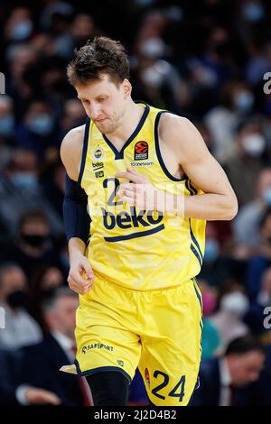 BARCELONA - MÄR 25: Jan Vesely in Aktion während des Euroleague-Spiels von Turkish Airlines zwischen dem FC Barcelona und Fenerbahce SK Istambul im Palau Bla Stockfoto