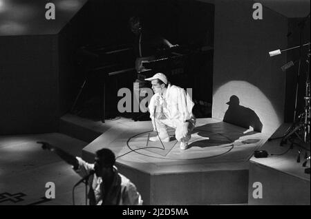 Frankie besucht Hollywood mit einem Konzert im Sheffield City Hall. 14.. März 1985. Stockfoto