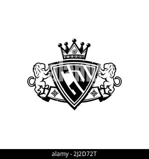GD Monogram Logo-Buchstabe mit schlichtem Schild im Kronenstil. Luxuriöses Monogramm, Löwen Luxus-Logo, Stock Vektor