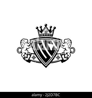 OC Monogram Logo mit schlichtem Schild im Kronenstil. Luxuriöses Monogramm, Löwen Luxus-Logo, Stock Vektor