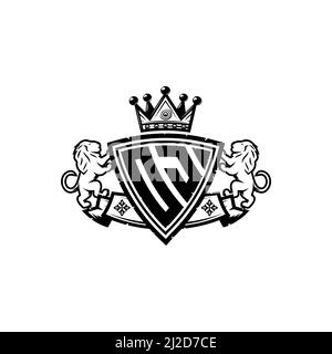 OJ Monogram Logo-Buchstabe mit schlichtem Schild im Kronenstil. Luxuriöses Monogramm, Löwen Luxus-Logo, Stock Vektor