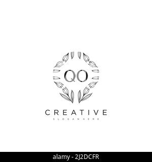 QO Initial Letter Flower Logo Template Vektor Premium-Vektor Stock Vektor