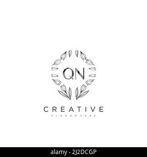 QN Anfangsbuchstabe Blume Logo Vorlage Vektor Premium-Vektor Stock Vektor
