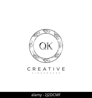 QK Initial Letter Flower Logo Template Vektor Premium-Vektor Stock Vektor