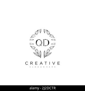 QD Anfangsbuchstabe Blume Logo Vorlage Vektor Premium-Vektor Stock Vektor