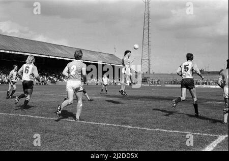 Fußballspiel, Reading gegen Blackpool, Endergebnis 1-0 bis Reading. Liga-Division drei.17. August 1985. Stockfoto