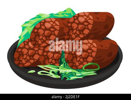 Soondae Fleisch Wurst koreanische Lebensmittel Vektor Zeichnung Illustration Stock Vektor