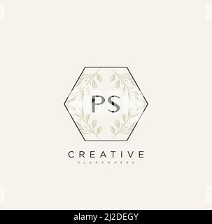 PS Initial Letter Flower Logo Template Vektor Premium-Vektor Stock Vektor