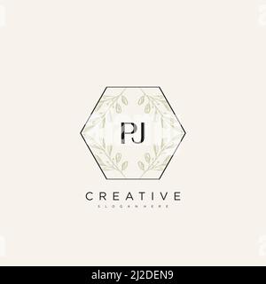PJ Anfangsbuchstabe Blume Logo Vorlage Vektor Premium-Vektor Stock Vektor