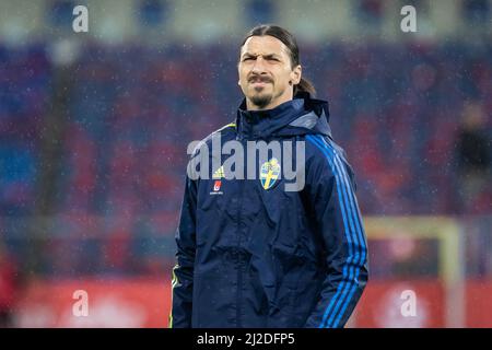 Chorzow, Polen. 29. März 2022. Der Schwede Zlatan Ibrahimovic wurde vor dem Play-off-Spiel der FIFA-Weltmeisterschaft 2022 im Schlesischen Stadion in Chorzow, Polen, gesehen. (Bild: © Mikolaj Barbanell/SOPA Images via ZUMA Press Wire) Stockfoto