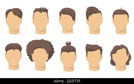 Stilvolle verschiedene männliche Haarschnitt flach Set für Web-Design. Cartoon Mann kurze Frisuren für Hipster isoliert Vektor Illustration Sammlung. Friseur Stock Vektor