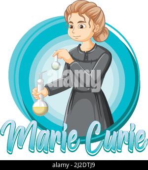 Porträt von Marie Curie in Cartoon-Stil Illustration Stock Vektor