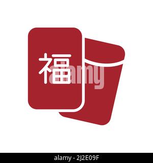 Roter Umschlag. Rotes Angpao-Symbol auf weißem Hintergrund Stock Vektor