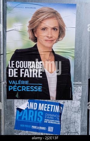 Frankreich, Bretagne, Medreac am 31/03/2022/ Offizielle Plakate des Präsidentschaftswahlkampfes in der Gemeinde Medreac in der Bretagne. Frankreich, Bretagne, Medrea Stockfoto