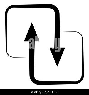 Schwarze Richtungspfeile für Übertragung, Synchronisation, Datenübertragung, quadratisches Pfeilaustauschkonzept Stock Vektor