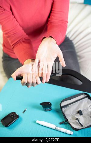 Diabetesmessung Stockfoto