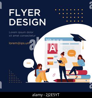 Glückliche Frauen lernen Sprache online isoliert flache Vektor-Illustration. Cartoon weibliche Charaktere, die individuelle Lektionen durch Boten. Educati Stock Vektor